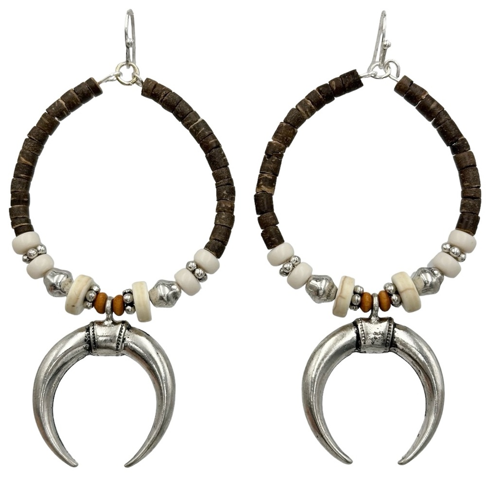Lucky Horn Beaded Statement Dangle Earrings